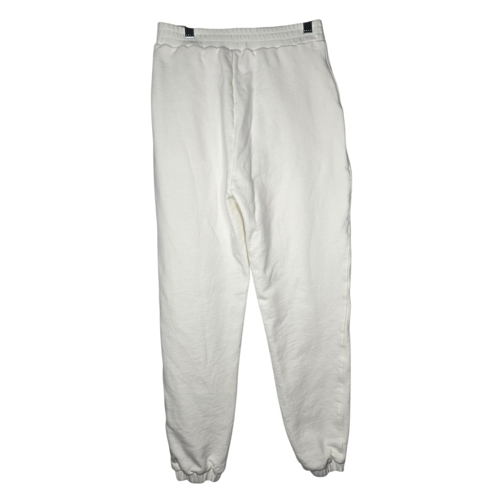 Favorite Daughter Logo Joggers S Ivory Cotton Sweatpants Green Embroidery - Picture 2 of 8